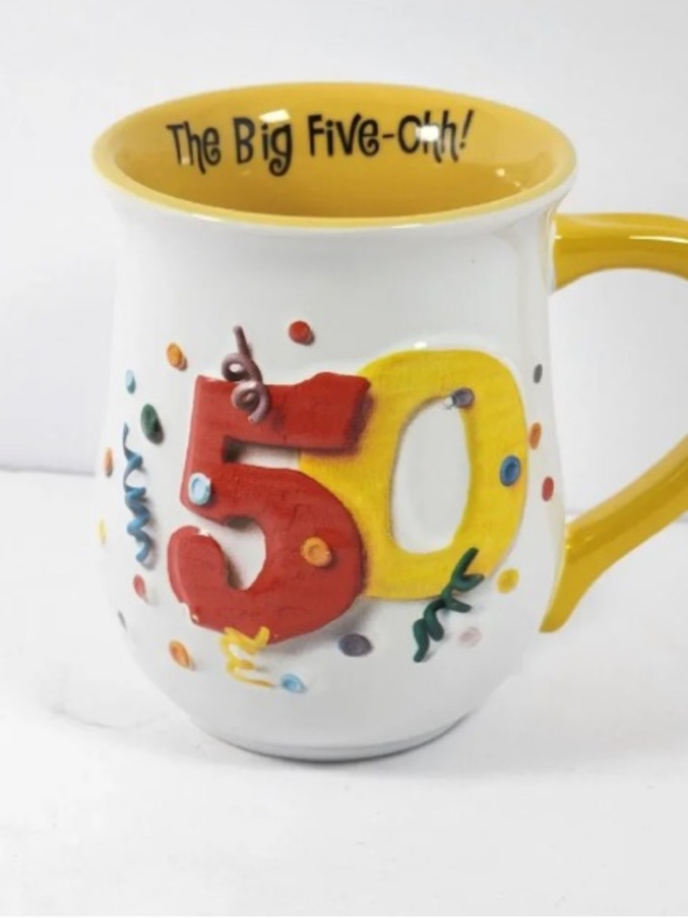 " THE BIG FIVE-OHH ! = 50 yrs ! " [3-D] LOGO, Ceramic Coffee Cup / Mug, Vintage